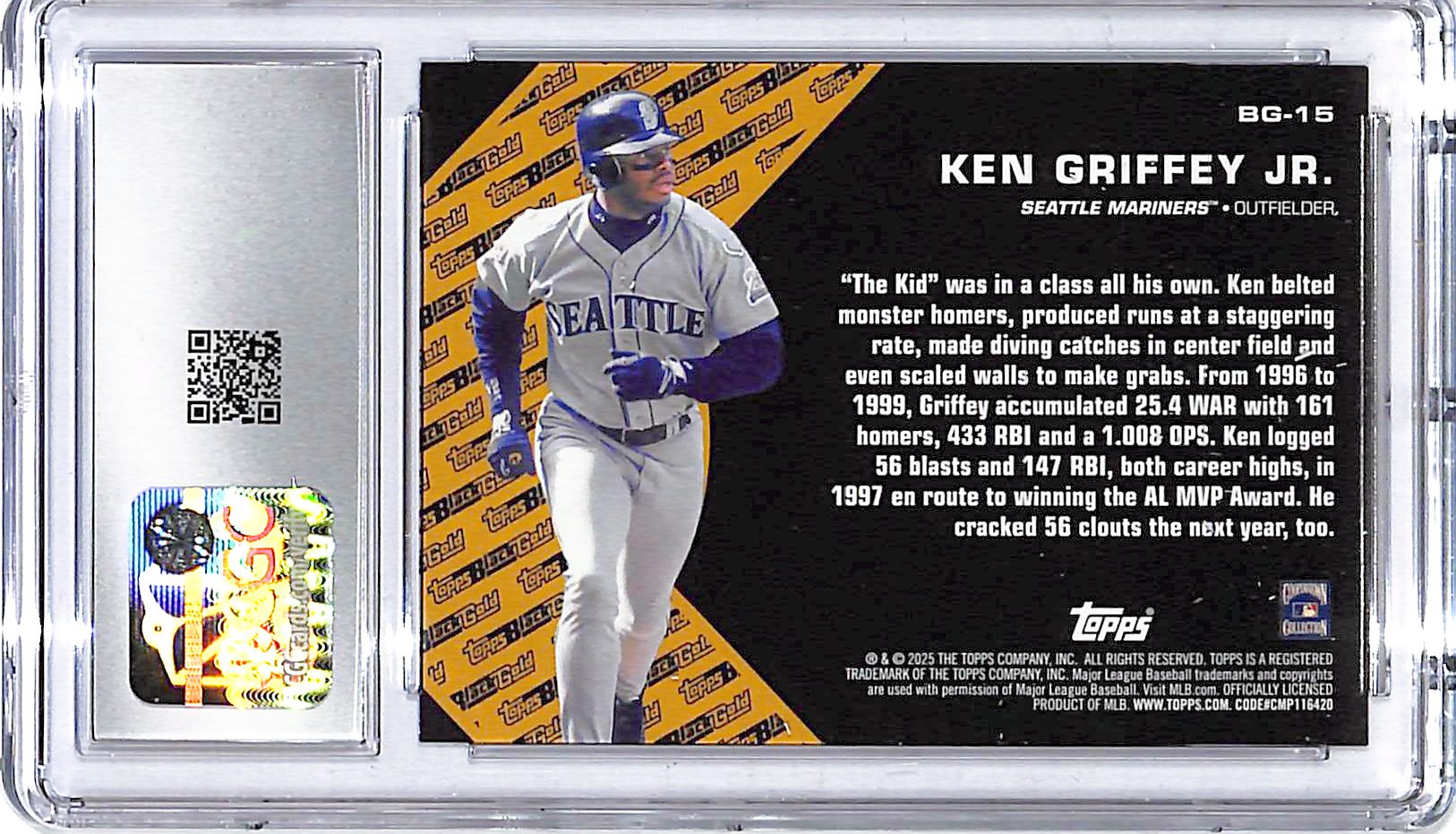 2025 Topps Update Ken Griffey Jr Black Gold #15 CGC 9 Mariners
