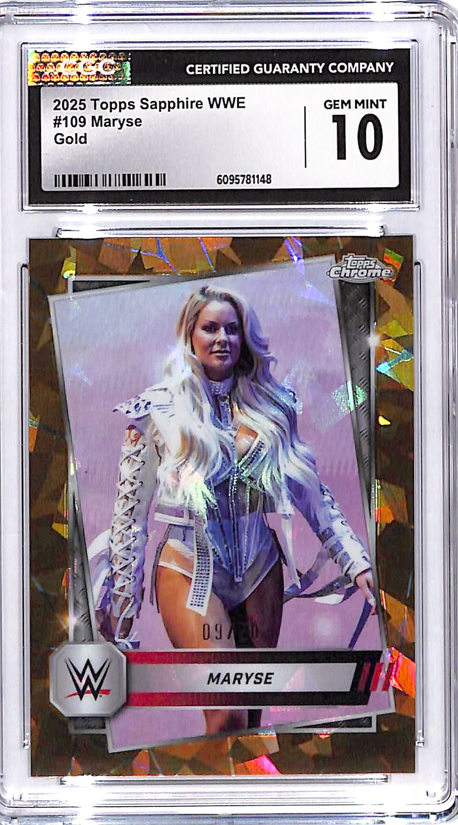 2025 Topps Chrome WWE Sapphire Maryse Gold Refractor /50 CGC 10