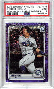 2020 Bowman Chrome Julio Rodriguez Rookie RC Prospect Purple Shimmer PSA 9 Mariners