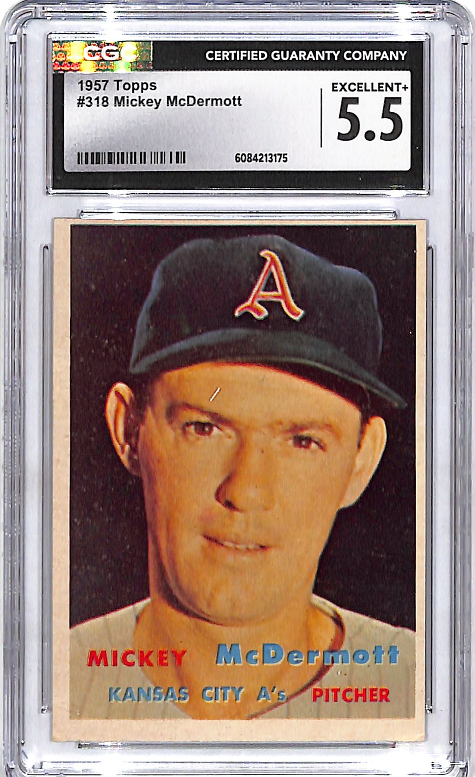 1957 Topps Mickey McDermott #318 CGC 5.5 As