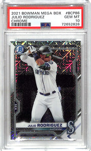 2021 Bowman Chrome Julio Rodriguez Rookie Mega Box Mojo Refractor PSA 10 Mariners