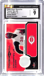 2002 Fleer Genuine Ken Griffey Jr Touch em All Game Base Relic /350 CGC 9 Reds