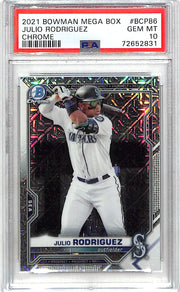 2021 Bowman Chrome Julio Rodriguez Rookie Mega Box Mojo Refractor PSA 10 Mariners