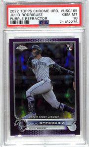 2022 Topps Chrome Update Julio Rodriguez Rookie RC Purple Refractor PSA 10 Mariners