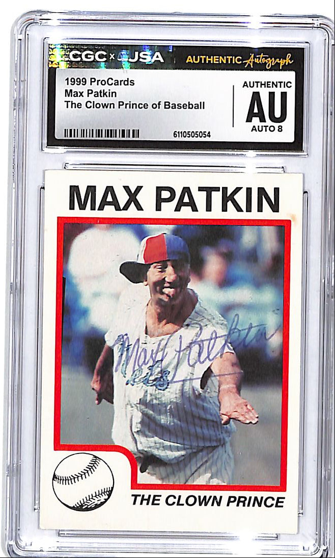 1999 ProCards Max Palkin The Clown Prince of Baseball Auto Autograph CGC Authentic