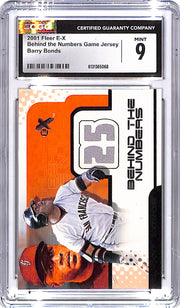 2001 Fleer E-X Barry Bonds Behind the Numbers Game Jersey Patch CGC 9