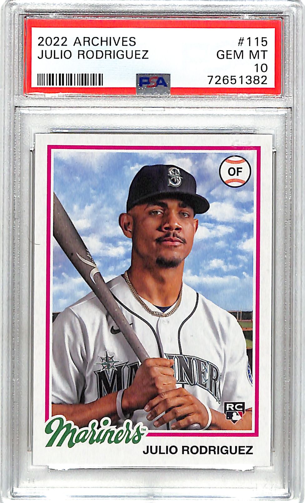 2022 Topps Archives Julio Rodriguez Rookie RC #115 PSA 10 Mariners