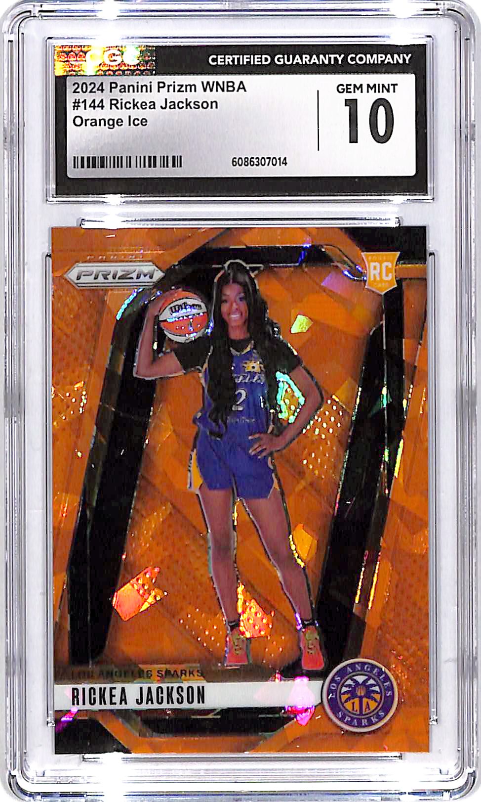 2024 Prizm WNBA Rickea Jackson Rookie RC Orange Ice CGC 10 Sparks