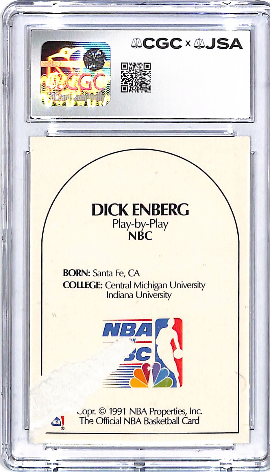 1990-91 Hoops Announcers Dick Enberg Auto Autograph CGC Authentic