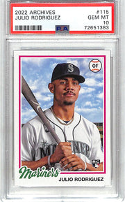 2022 Topps Archives Julio Rodriguez Rookie RC #115 PSA 10 Mariners