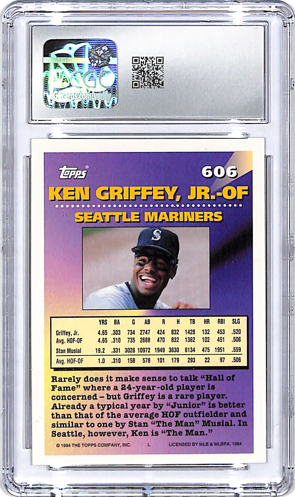 1994 Topps Ken Griffey Jr #606 Measures of Greatness CGC 9.5 Mariners