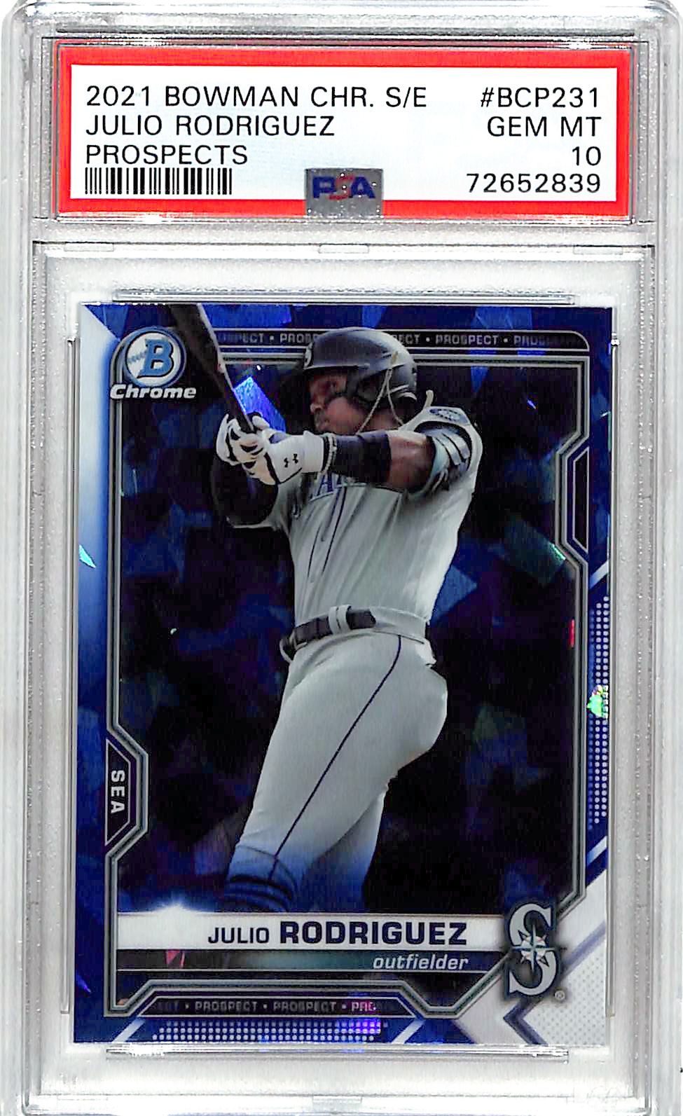 2021 Bowman Chrome Sapphire Julio Rodriguez Rookie RC Prospect PSA 10 Mariners