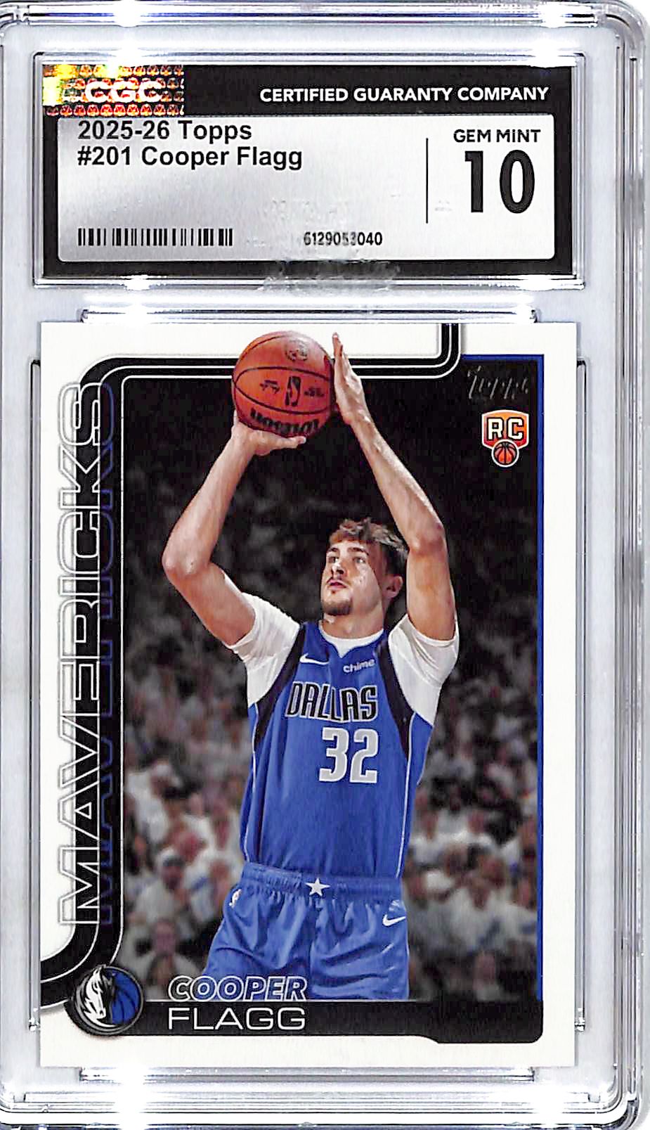 2025-26 Topps Cooper Flagg Rookie RC #201 CGC 10 Mavericks