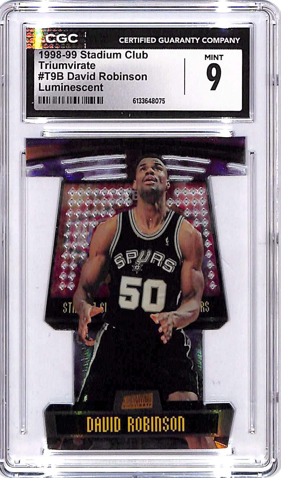 1998-99 Stadium Club David Robinson Triumvirate Luminescent CGC 9 Spurs