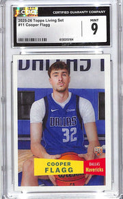 2025-26 Topps Living Set Cooper Flagg Rookie RC #11 CGC 9 Mavericks
