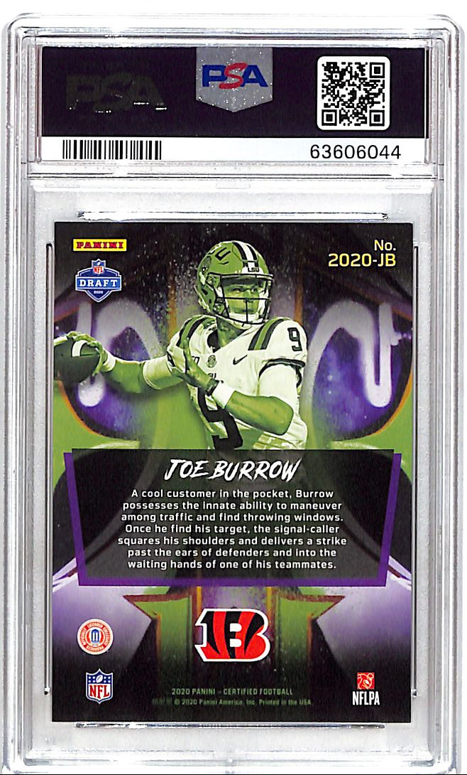 2020 Certified Joe Burrow Graffiti Rookie RC Mirror Blue /75 PSA 9 Bengals