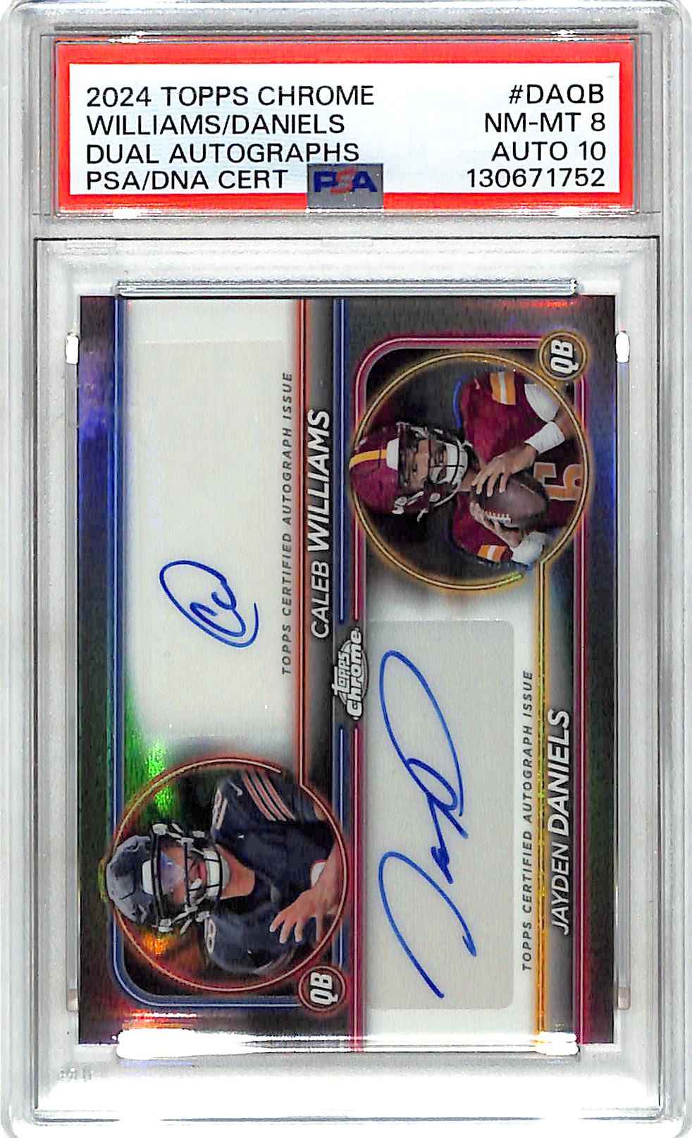2024 Topps Chrome Caleb Williams Jayden Daniels Dual Auto Autograph Rookie RC PSA 8