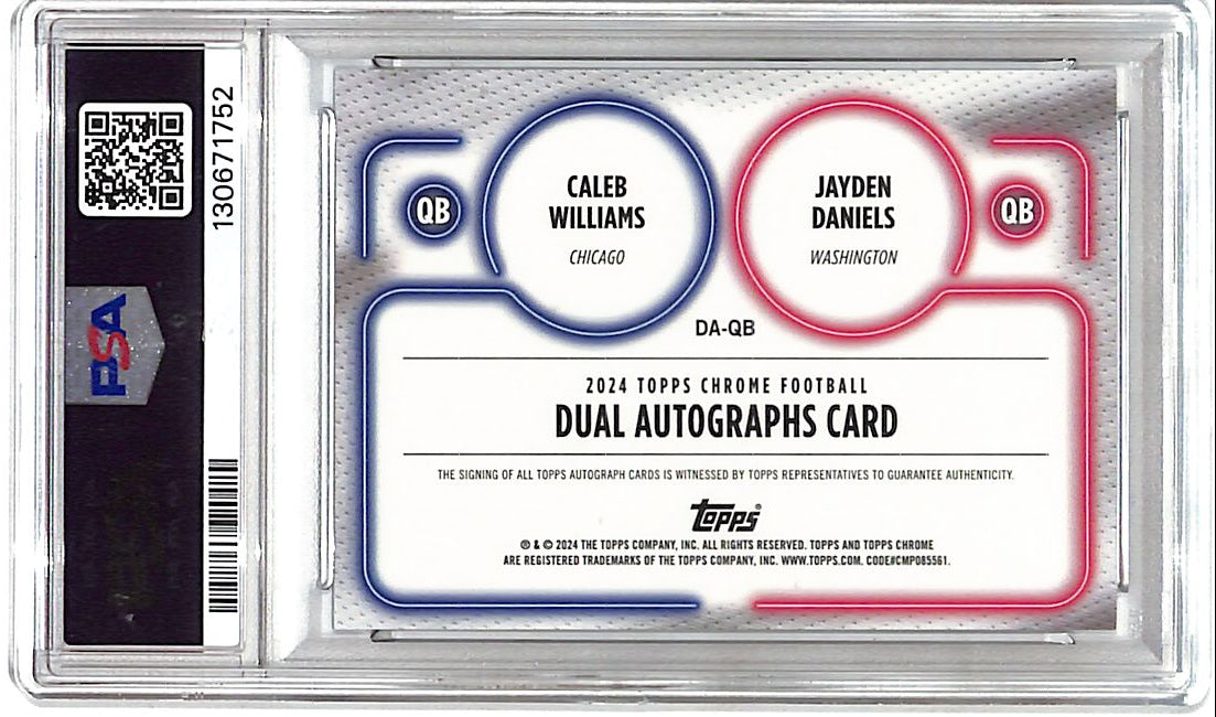 2024 Topps Chrome Caleb Williams Jayden Daniels Dual Auto Autograph Rookie RC PSA 8