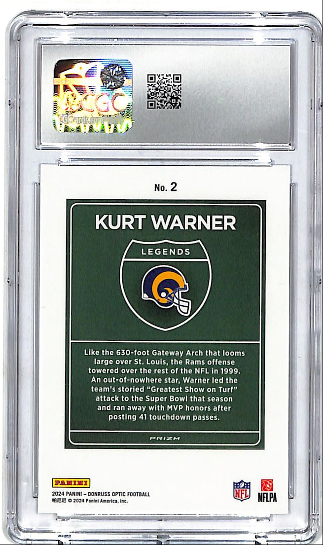 2024 Donruss Optic Kurt Warner Downtown Legends #2 CGC 9.5 Rams