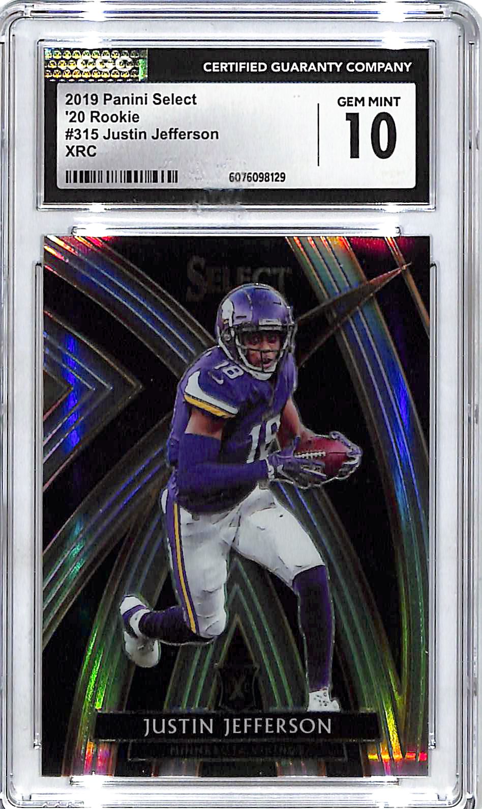 2020 Select Justin Jefferson Rookie RC XRC #315 CGC 10 Vikings