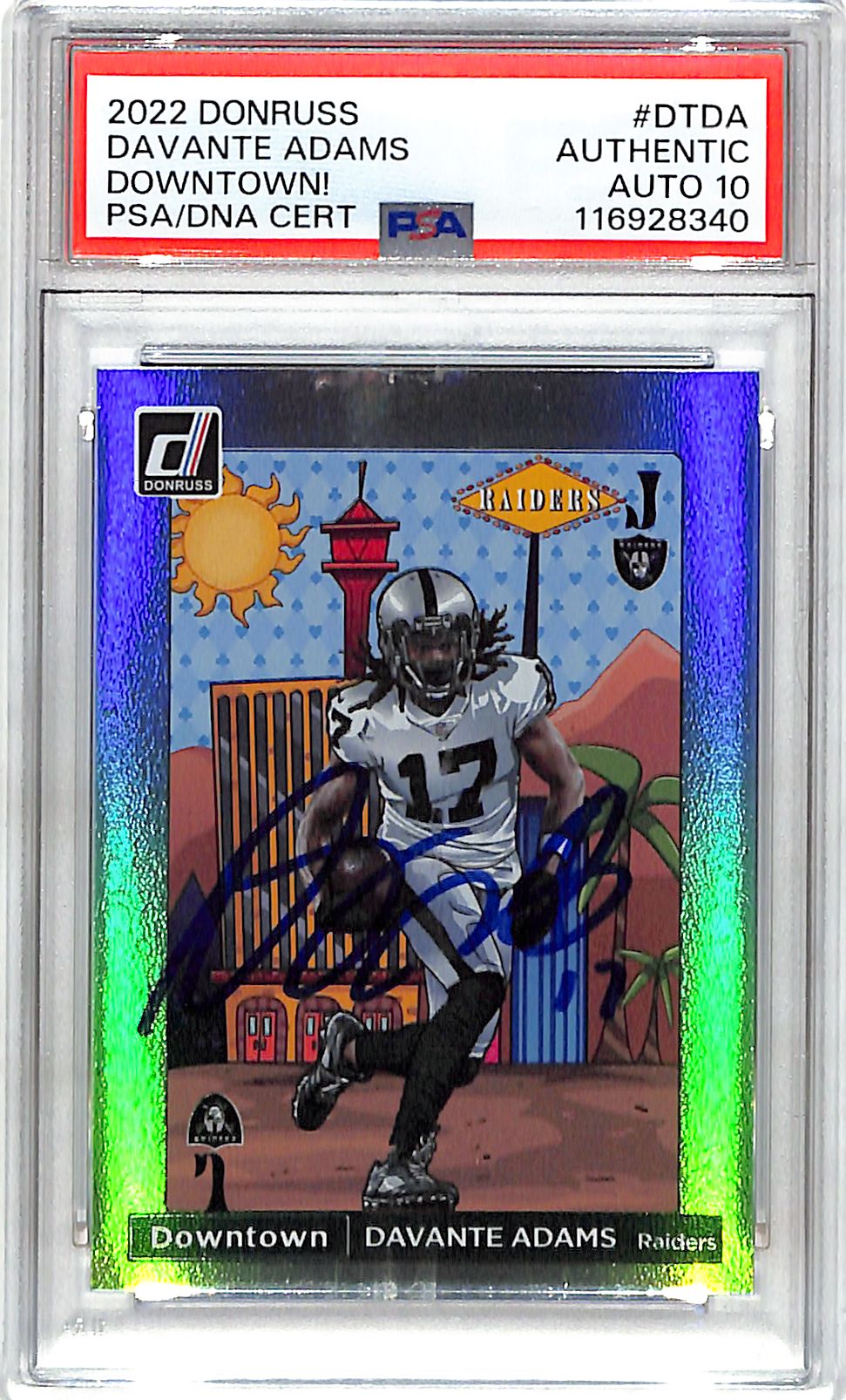 2022 Donruss Davante Adams Downtown Auto Autograph PSA DNA Authentic Raiders