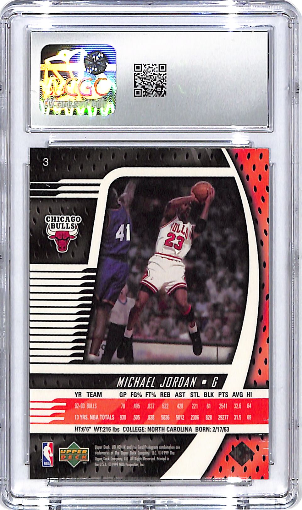 1998-99 Upper Deck Ionix Michael Jordan #3 CGC 9.5 Bulls