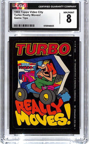 1983 Topps Video City Turbo Really Moves Game Tips CGC 8