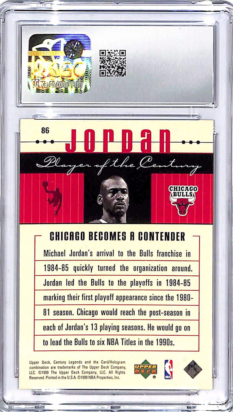 1998-99 Upper Deck Century Legends Michael Jordan #86 CGC 10 Bulls