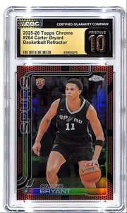 2025-26 Topps Chrome Carter Bryant Basketball Refractor Rookie RC CGC 10 Pristine Spurs