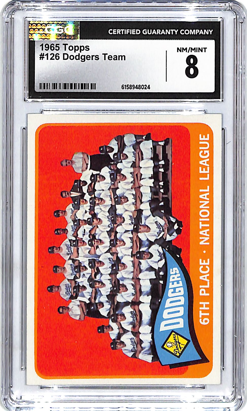 1965 Topps Dodgers Team Card #126 CGC 8