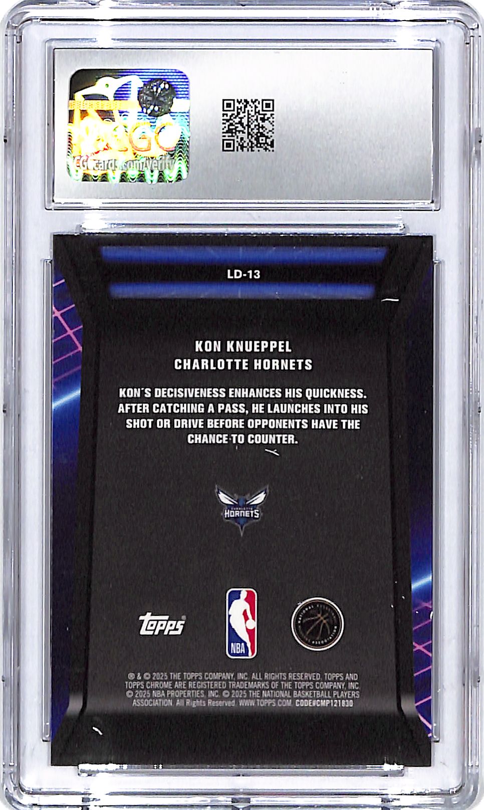 2025-26 Topps Chrome Koń Knueppel Loading Rookie RC #13 CGC 9.5 Hornets