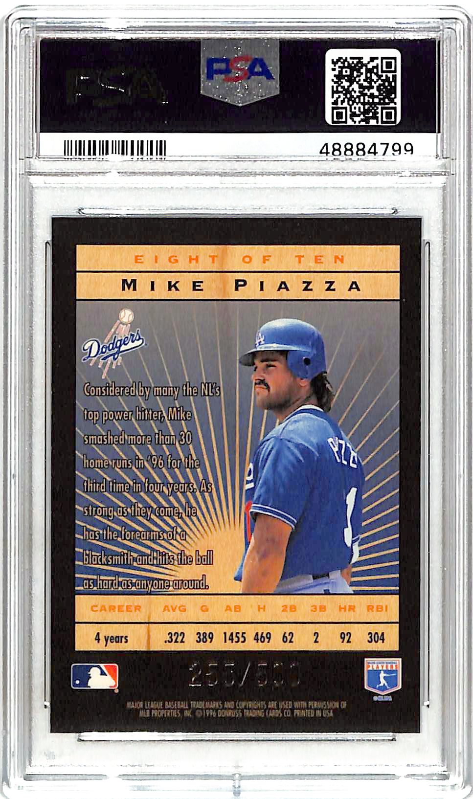 1996 Leaf Limited Mike Piazza Lumberjacks Black Border /500 PSA 10 Dodgers