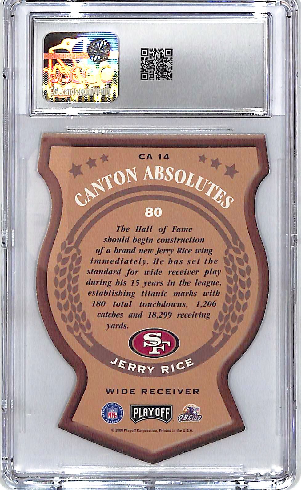 2000 Playoff Absolute Jerry Rice Canton Absolutes CGC 9.5 Cardinals