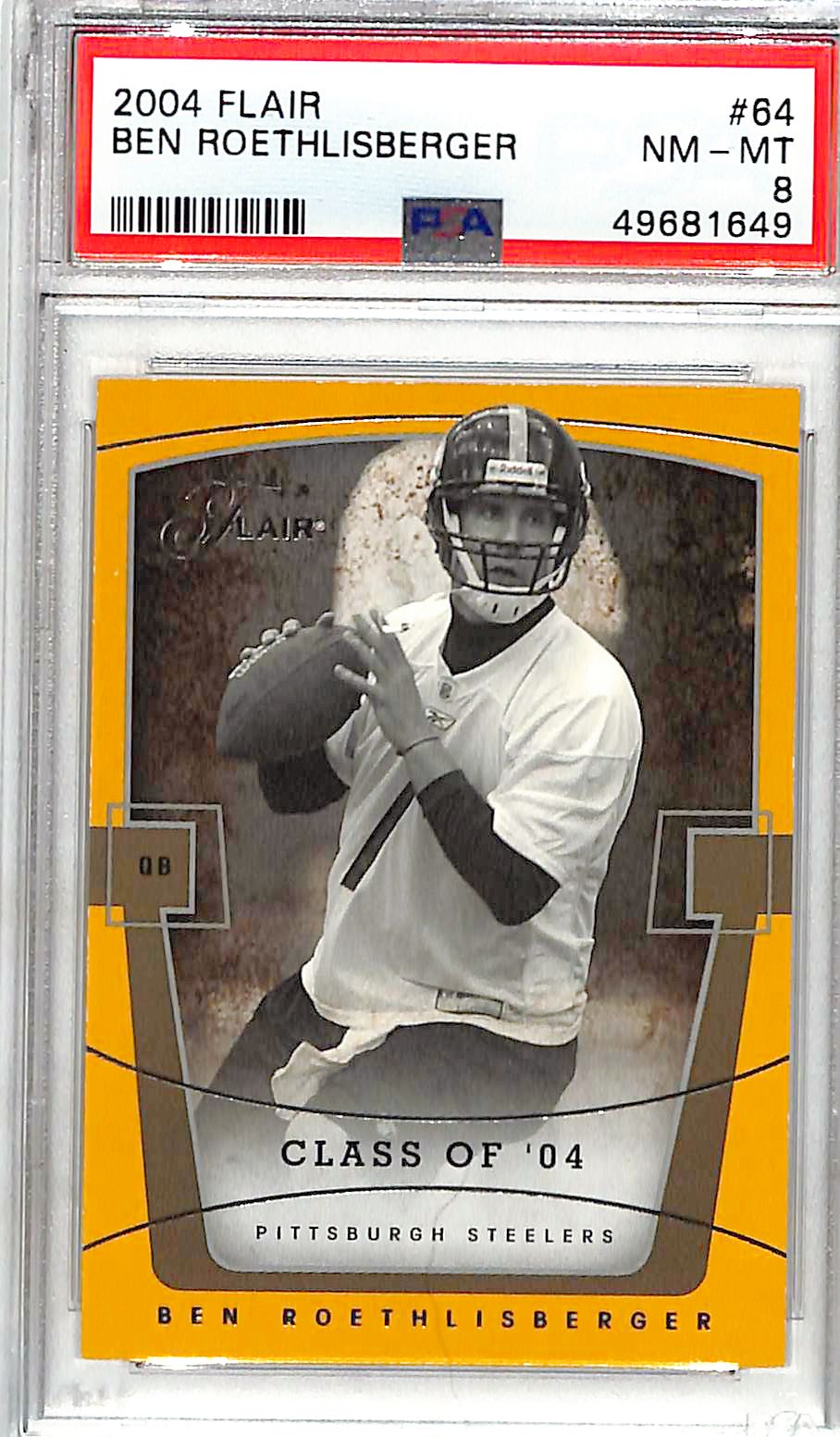 2004 Flair Ben Roethlisberger Rookie RC /799 PSA 8 Steelers