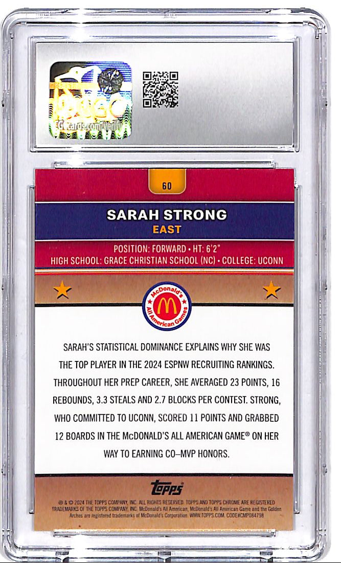 2024 Topps Chrome Mcdonald's All American Sarah Strong Logo Refractor CGC 10 Rookie RC