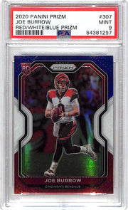 2020 Prizm Joe Burrow Rookie RC Red White and Blue PSA 9 Bengals