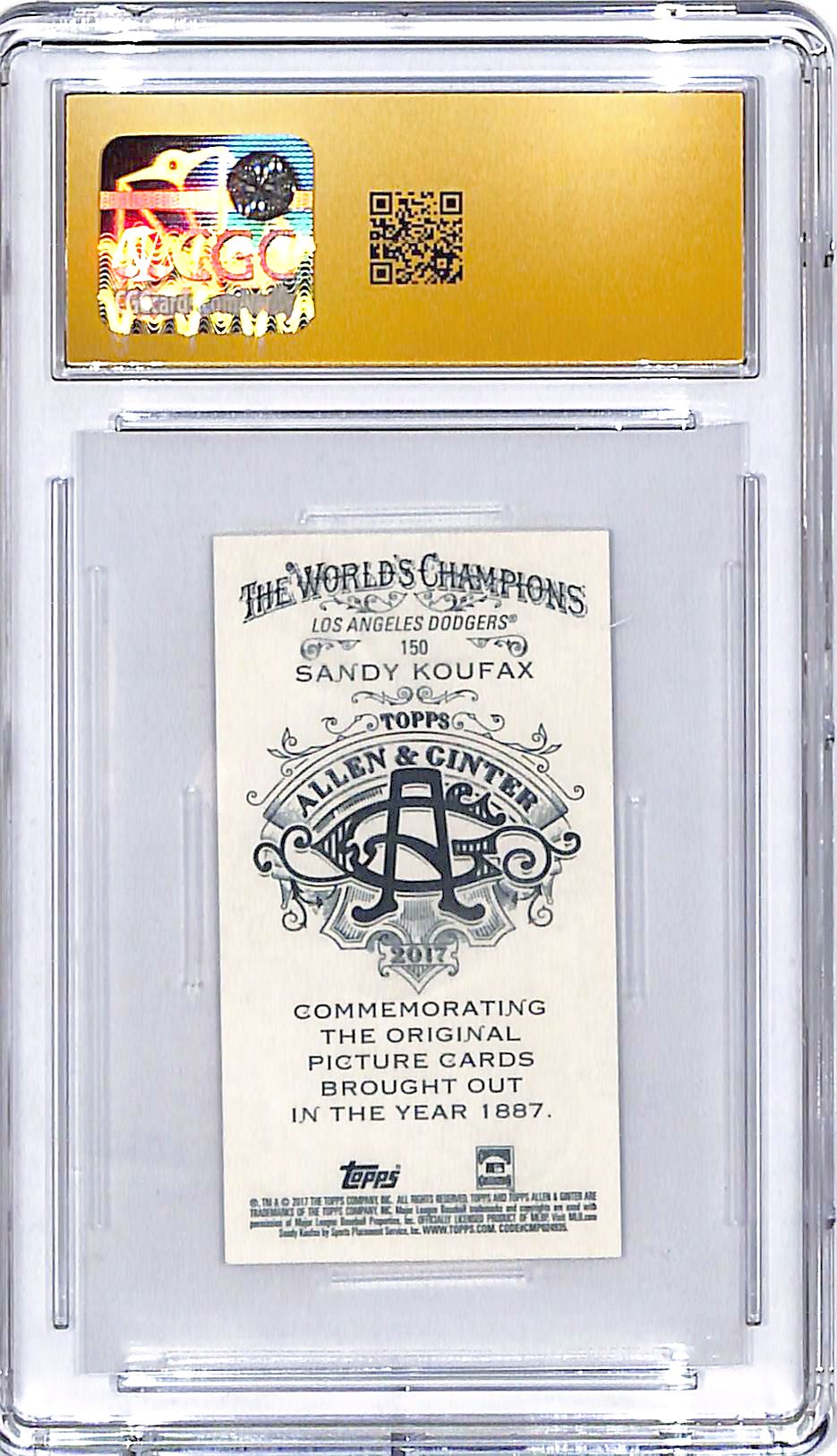 2017 Topps Allen and Ginter Sandy Koufax Mini A&G Back CGC 10 Pristine Dodgers