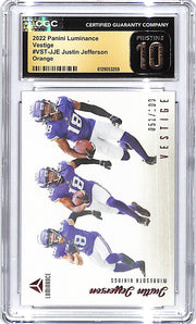 2022 Luminance Justin Jefferson Vestige Orange /100 CGC 10 Pristine Vikings