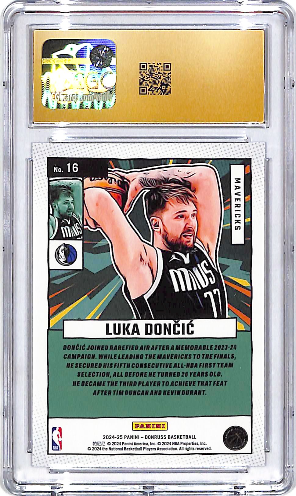 2024-25 Donruss Luka Doncic Net Marvels #1^ CGC 10 Pristine Mavericks