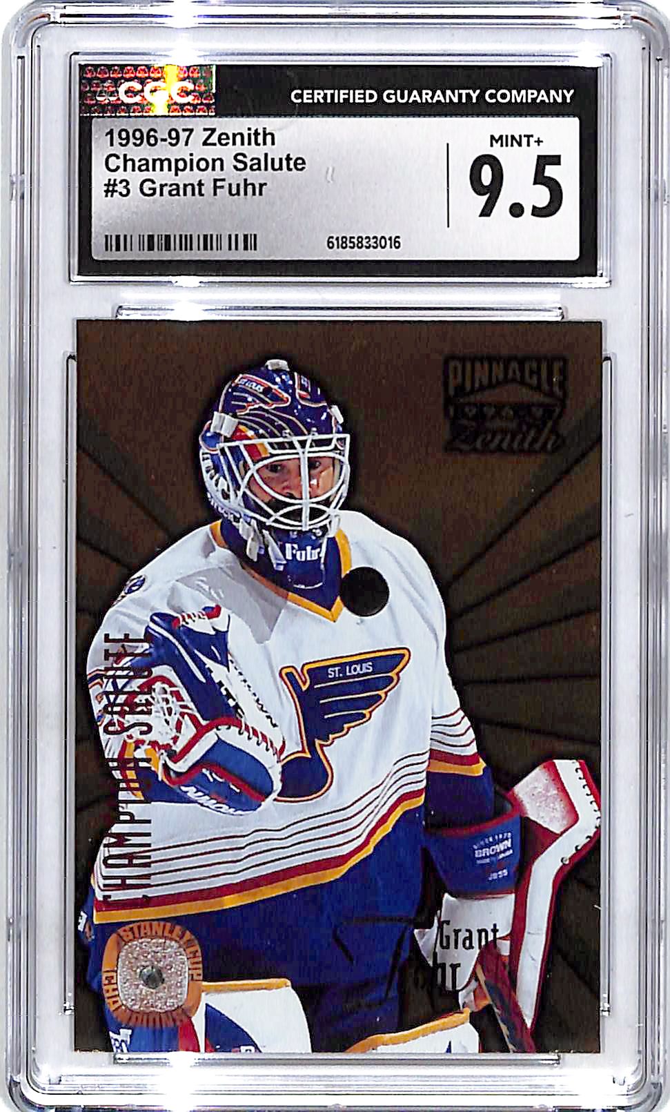 1996-97 Zenith Grant Fuhr Champion Salute #3 CGC 9.5 Blues