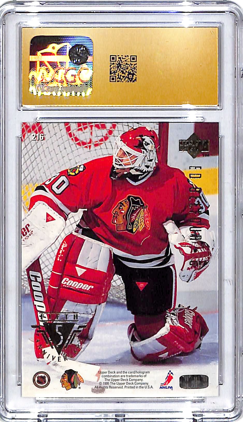 1995-96 Upper Deck Ed Belfour Rookie RC 5th Anniversary #216 CCG 10 Pristine Blackhawks
