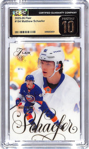 2025-26 Flair Matthew Schaefer Rookie RC #194 CGC 10 Pristine Islanders