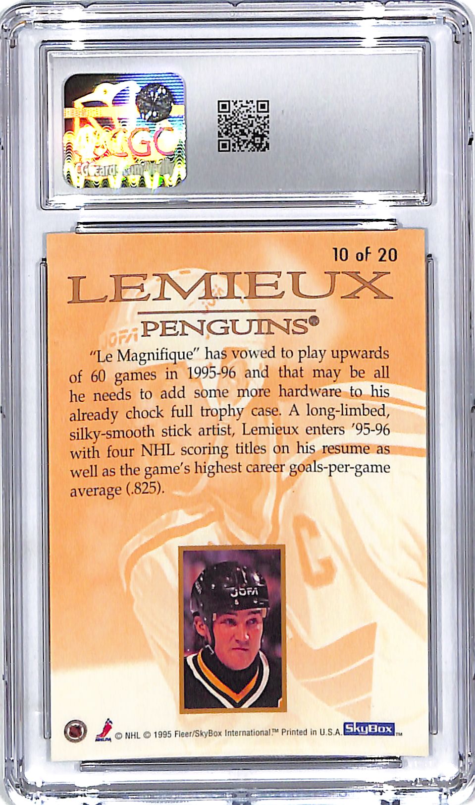 1995-96 SkyBox Emotion Mario Lemieux Xcited #10 CGC 9.5 Penguins