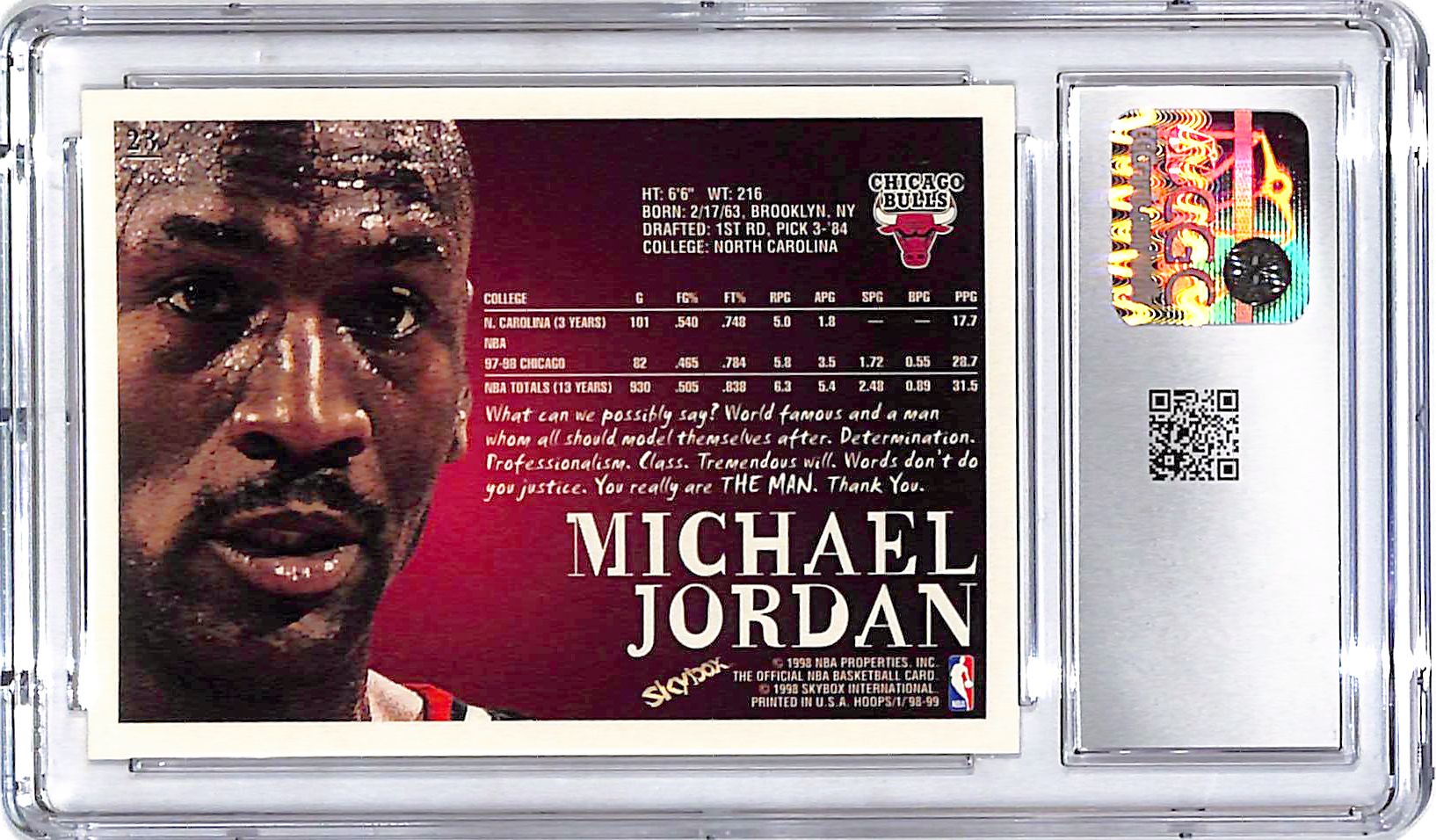 1998-99 Hoops Michael Jordan #23 CGC 9.5 Bulls