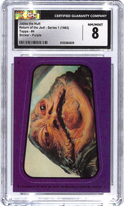 1983 Topps Star Wars Return of the Jedi Series 1 Jabba the Hutt Sticker Purple #4 CGC 8