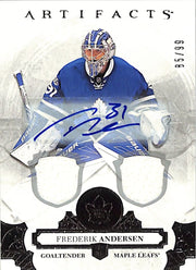 2017-18 Upper Deck Artifacts Frederik Anderson Auto Autograph Jersey Patch /99 Maple Leafs