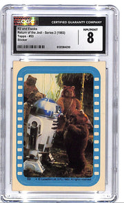 1983 Topps Star Wars Return of the Jedi Series 2 R2 and Ewoks Sticker #53 CGC 8