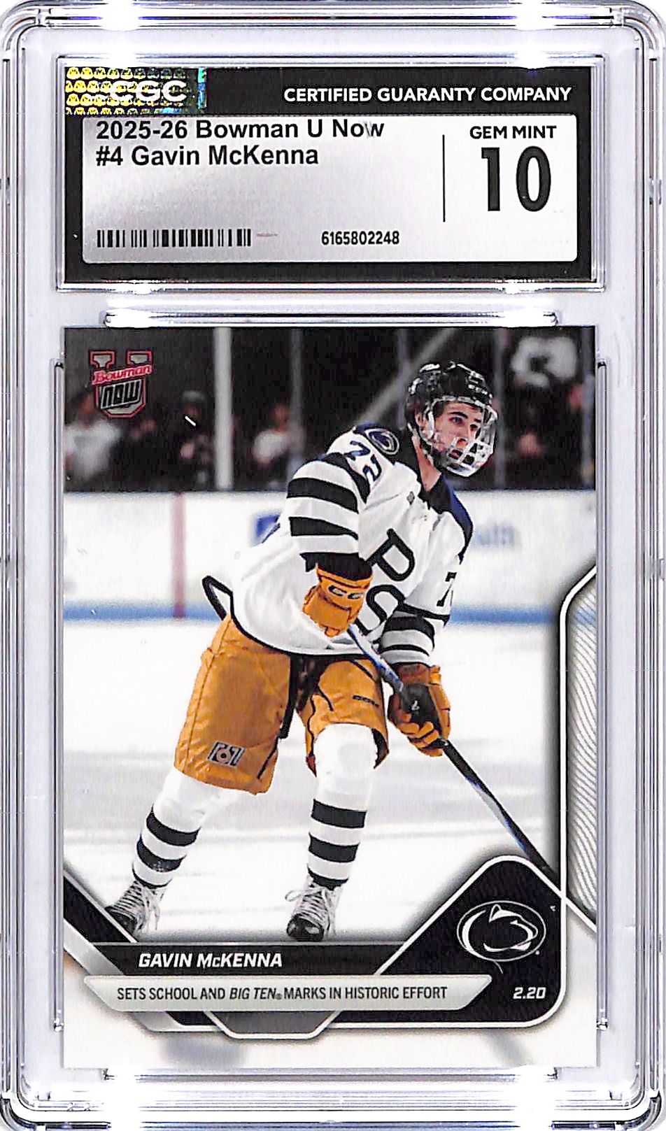 2025-26 Bowman U Now Gavin McKenna Rookie RC #4 CGC 10 Penn State