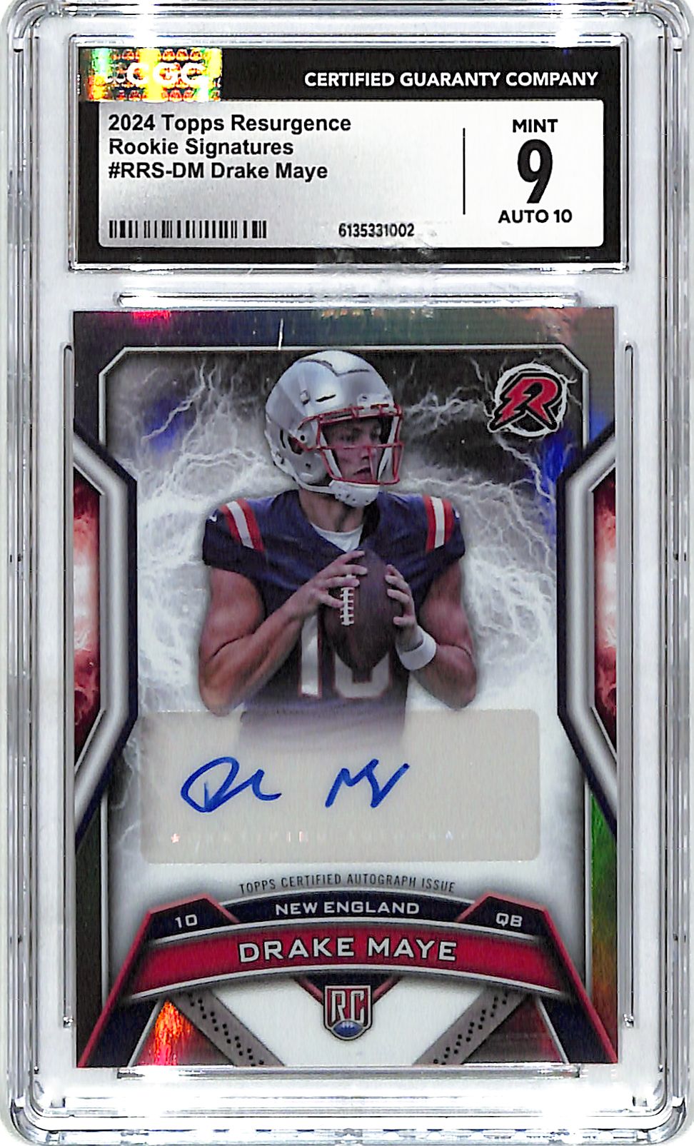 2024 Topps Resurgence Drake Maye Auto Autograph Rookie RC CGC 9 Patriots