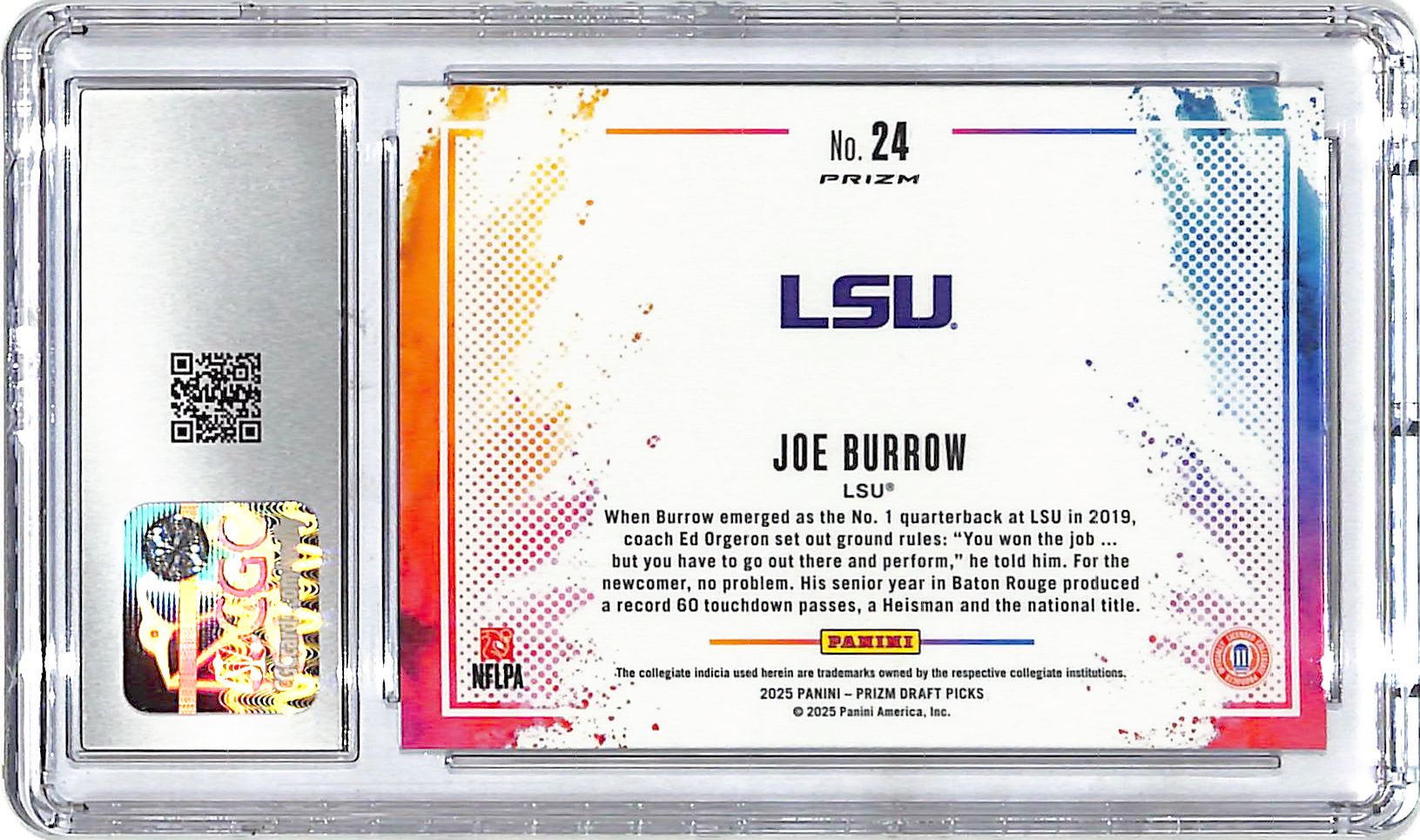 2025 Prizm Draft Picks Joe Burrow Color Blast #24 CGC 10 LSU